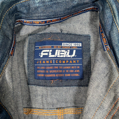 Y2K Fubu Blue Selvedge Denim Shirt Size XXL USED v17895