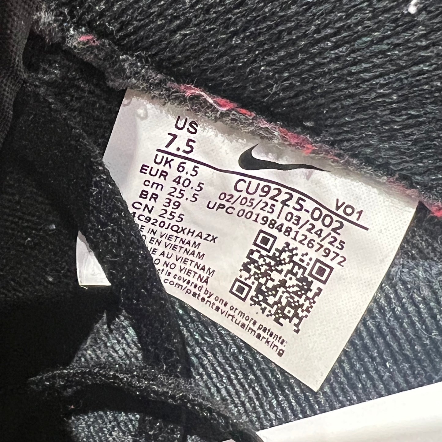 Nike Air Force One Supreme Black White (2025) Size 7.5 USED s20322