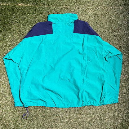 Columbia Green Blue Pullover Half Zip Windbreaker Size XL USED V16092