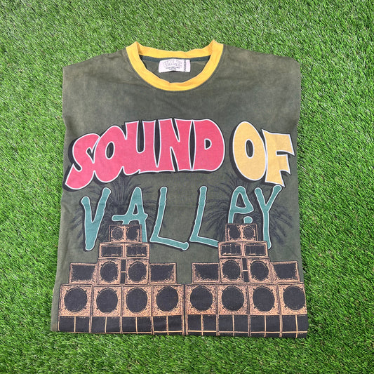 Vale Sound of Valley Green/Yellow Longsleeve Size Medium USED x15332