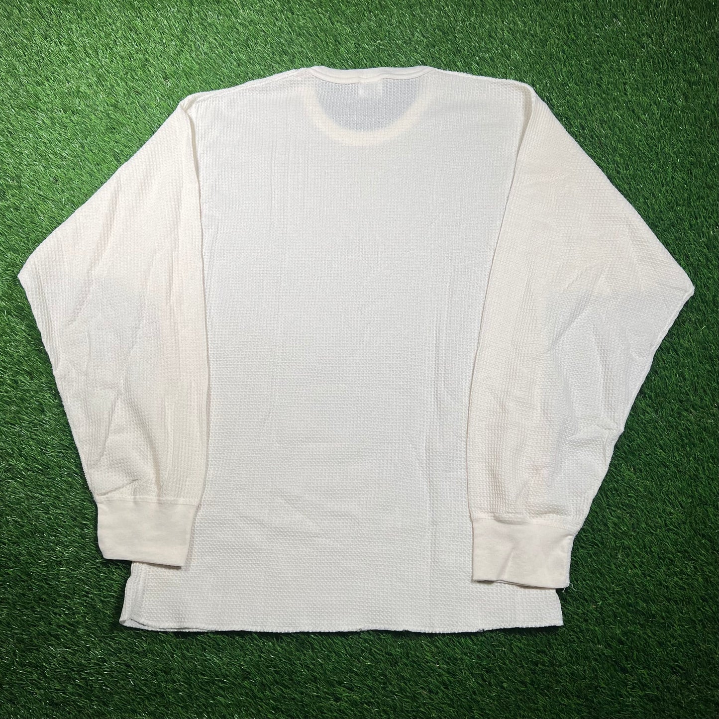 1990s Hanes White Thermal Longsleeve Size XXL USED v18705