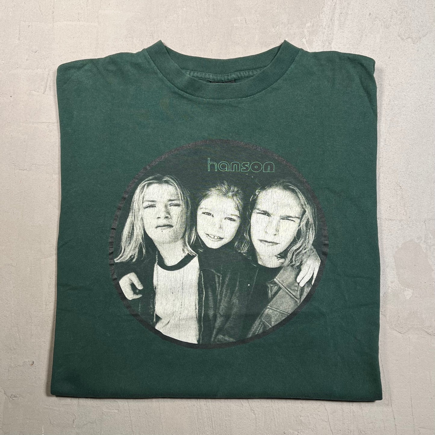 1990s Hanson Green Band Tee Size Large USED v19477