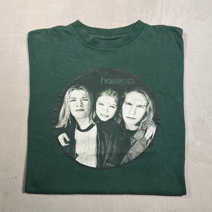 1990s Hanson Green Band Tee Size Large USED v19477