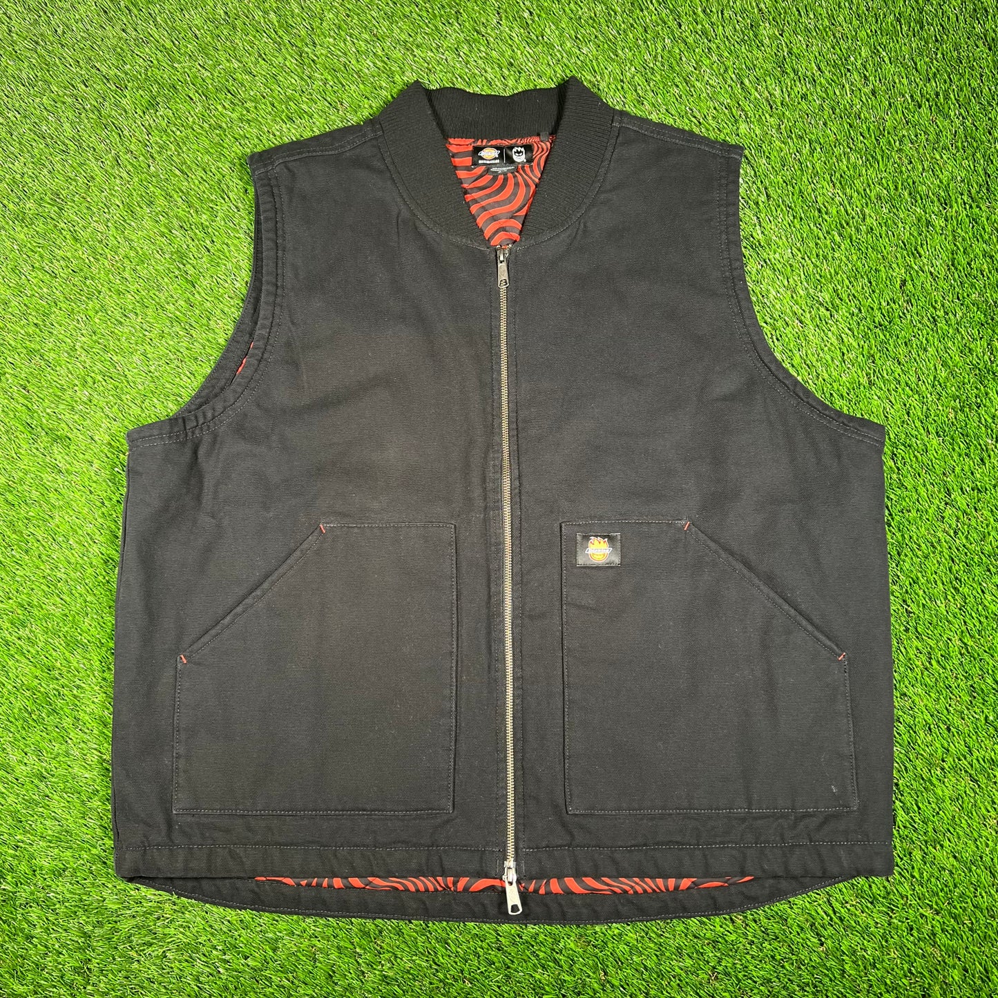 Dickies Spit Fire Black Vest Size XL USED x15870