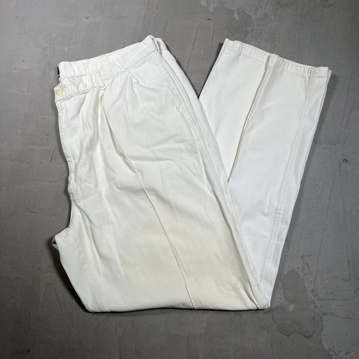 1990s Polo Ralph Lauren White PLeated Trousers Size 38 USED v20087