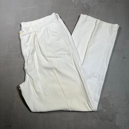 1990s Polo Ralph Lauren White PLeated Trousers Size 38 USED v20087