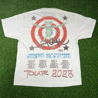 Travis Scott Circus Maximus White Strongman Tee Size Large USED x14493