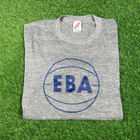 1980s EBA Basketball Grey Tee Size XL USED v17744