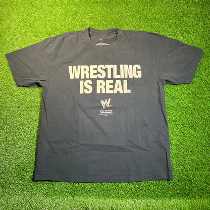 WWE Travis Scott "Wrestling Is Real" Navy Tee Size XL NEW x16818