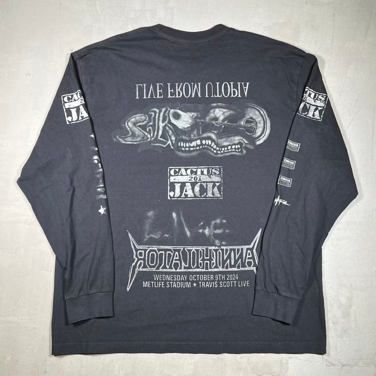 Cactus Jack Travis Scott Eidol Black Longsleeve Size XXL USED x18727