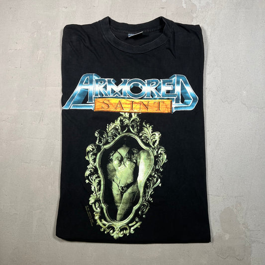 1991 Armored Saint Black "Salvation" Tour Tee Size Medium USED v18948