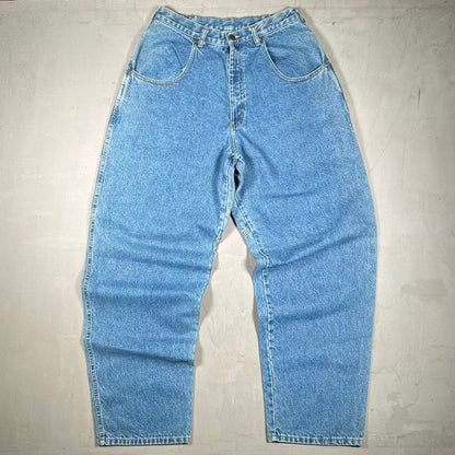 Y2K Sagwear Double Blue Jean Baggy Wide Leg Pants Size 32 USED v20299
