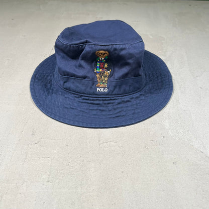 Polo Ralph Lauren Collegiate Bear Navy Bucket Hat USED v18999