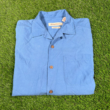 Tommy Bahama Blue Silk Camp Shirt Size Small USED v16705