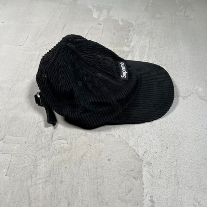 Supreme Ripple Corduroy Small Box Logo Black Hat USED x18443