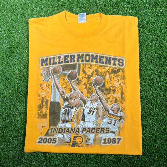 2005 Riggie Miler Indiana Pacers Yellow Tee Size XL USED v17804