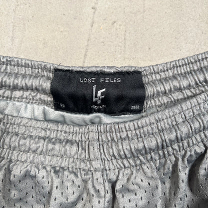 Lost Files Mesh Shorts Grey Logo Size Medium USED v19426