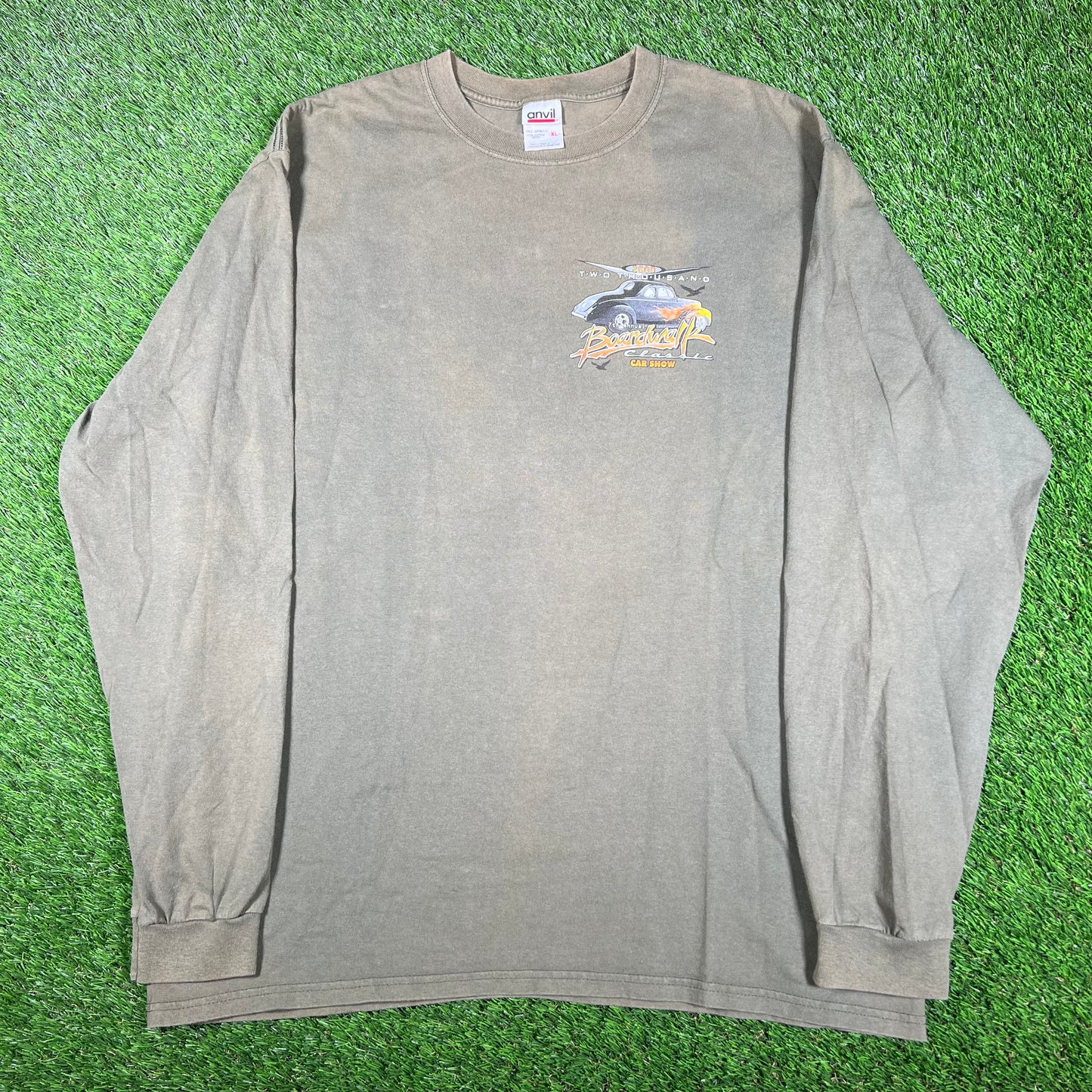 2000 Boardwalk Classic Car Show Olive Longsleeve Size XL USED v17001