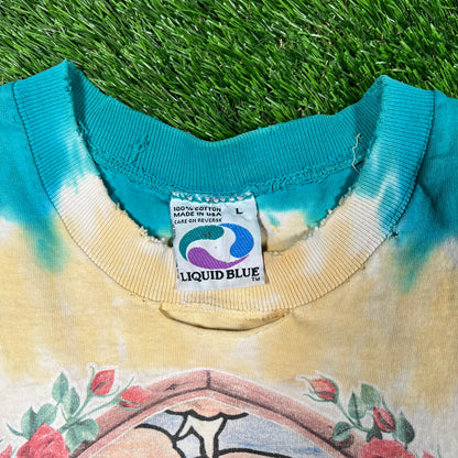 1998 Grateful Dead Bear Saint Stainglass Tie Dye Tee Size Large USED v16683