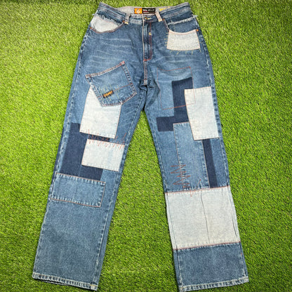Web Unltd Patchwork Jeans Size 34x34 USED x14841