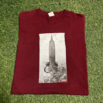Supreme Empire State Penis Maroon Tee Size XL USED x13551