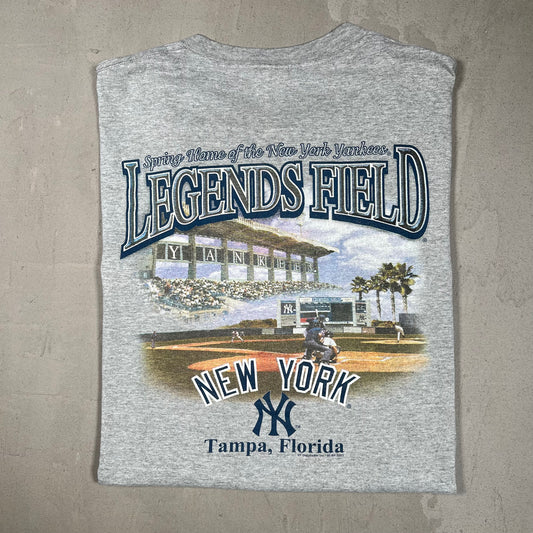 2003 New York Yankees Legends Field Florida Grey Tee Size Large USED v19326