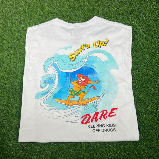 Dare Surfs Up Lion White Tee Size XL USED v17097