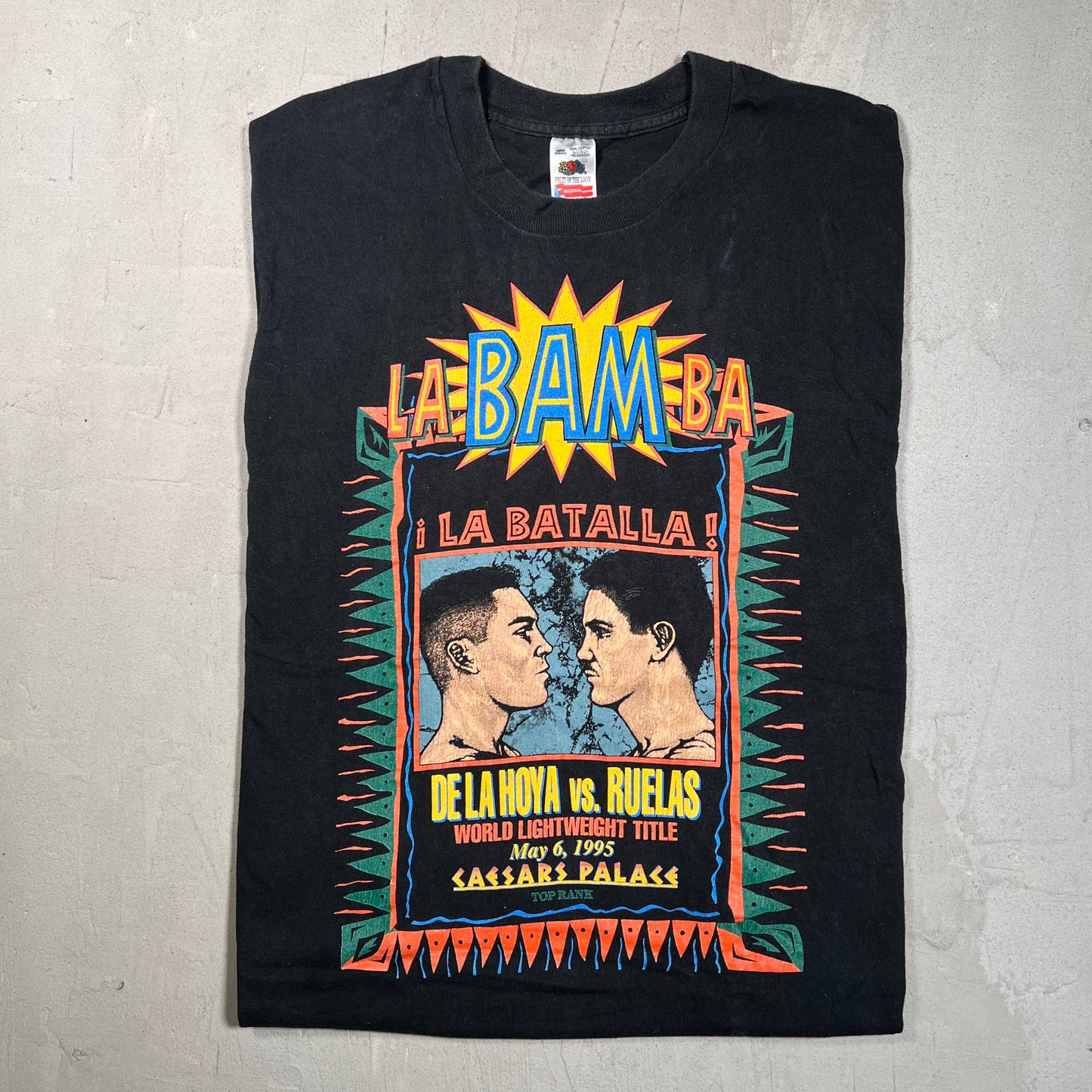1995 Top Rank "La Batalla" Black Tee Size Large USED v19523