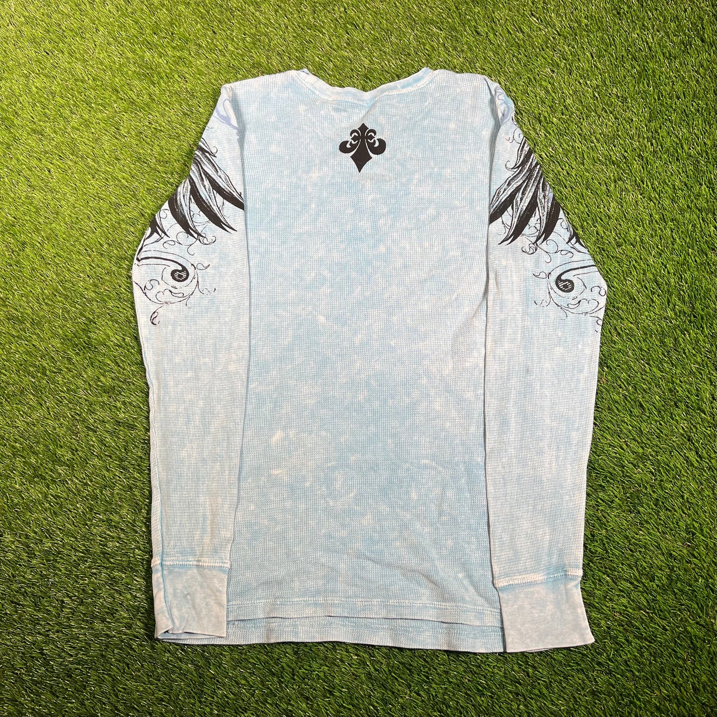 Affliction Blue Waffle Thermal Longsleeve Size Small USED v18170