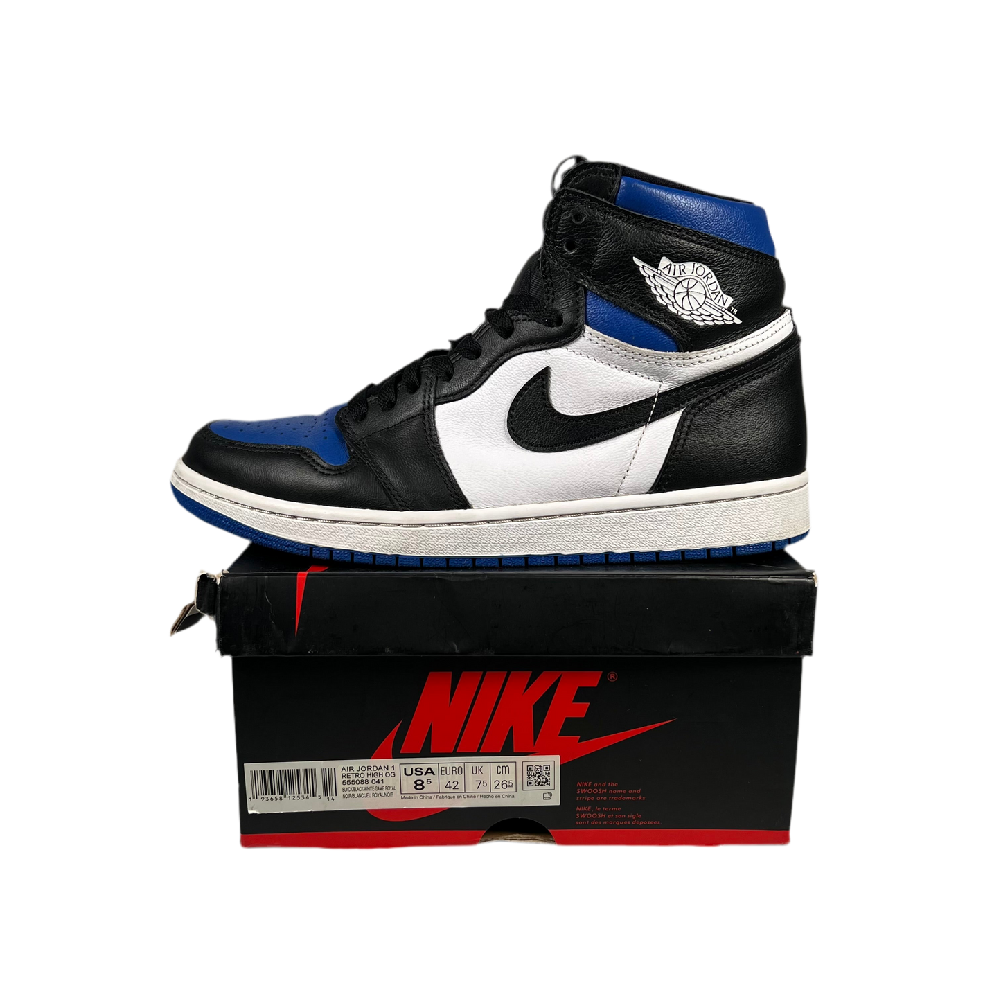 Jordan 1 High Royal Toe (2020) Size 8.5 USED s17958