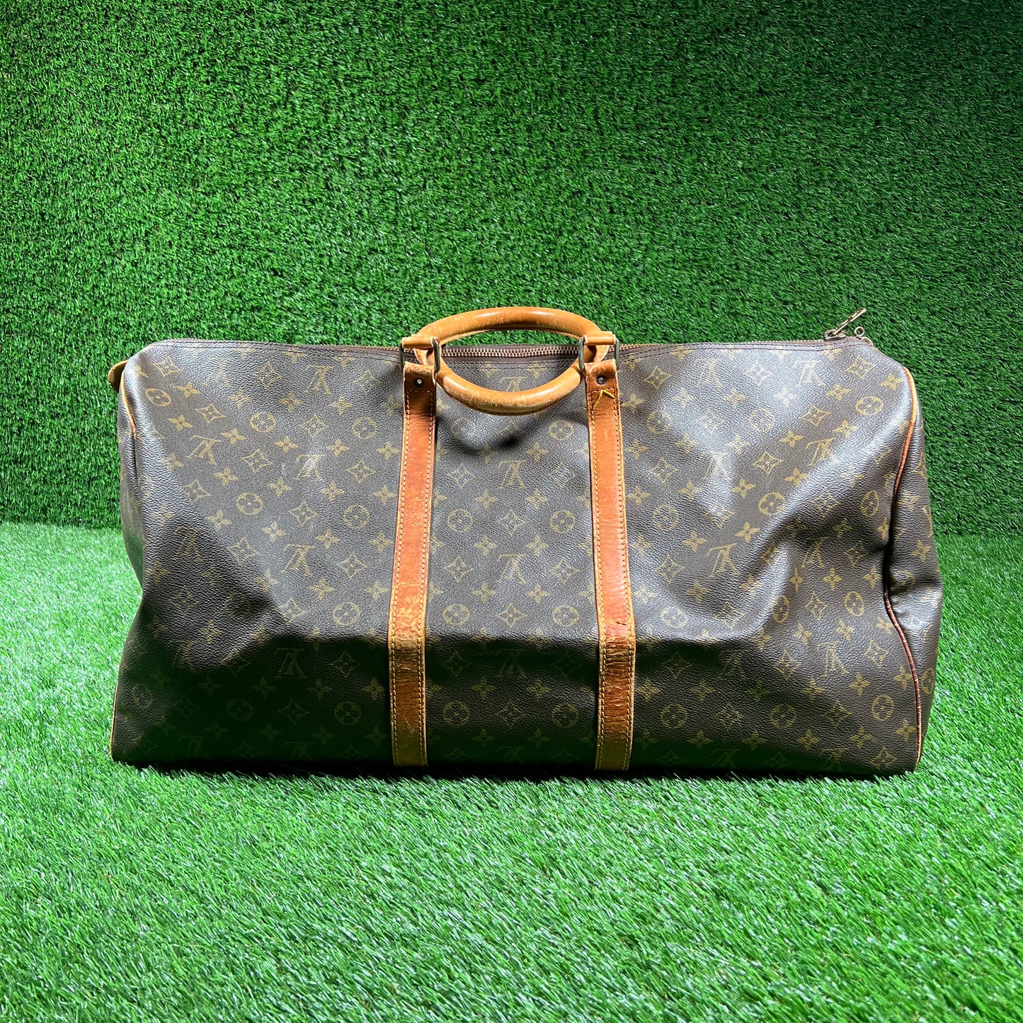 1990s Louis Vuitton Keepall Monogram Brown Duffle Bag USED x15436
