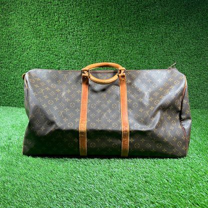 1990s Louis Vuitton Keepall Monogram Brown Duffle Bag USED x15436