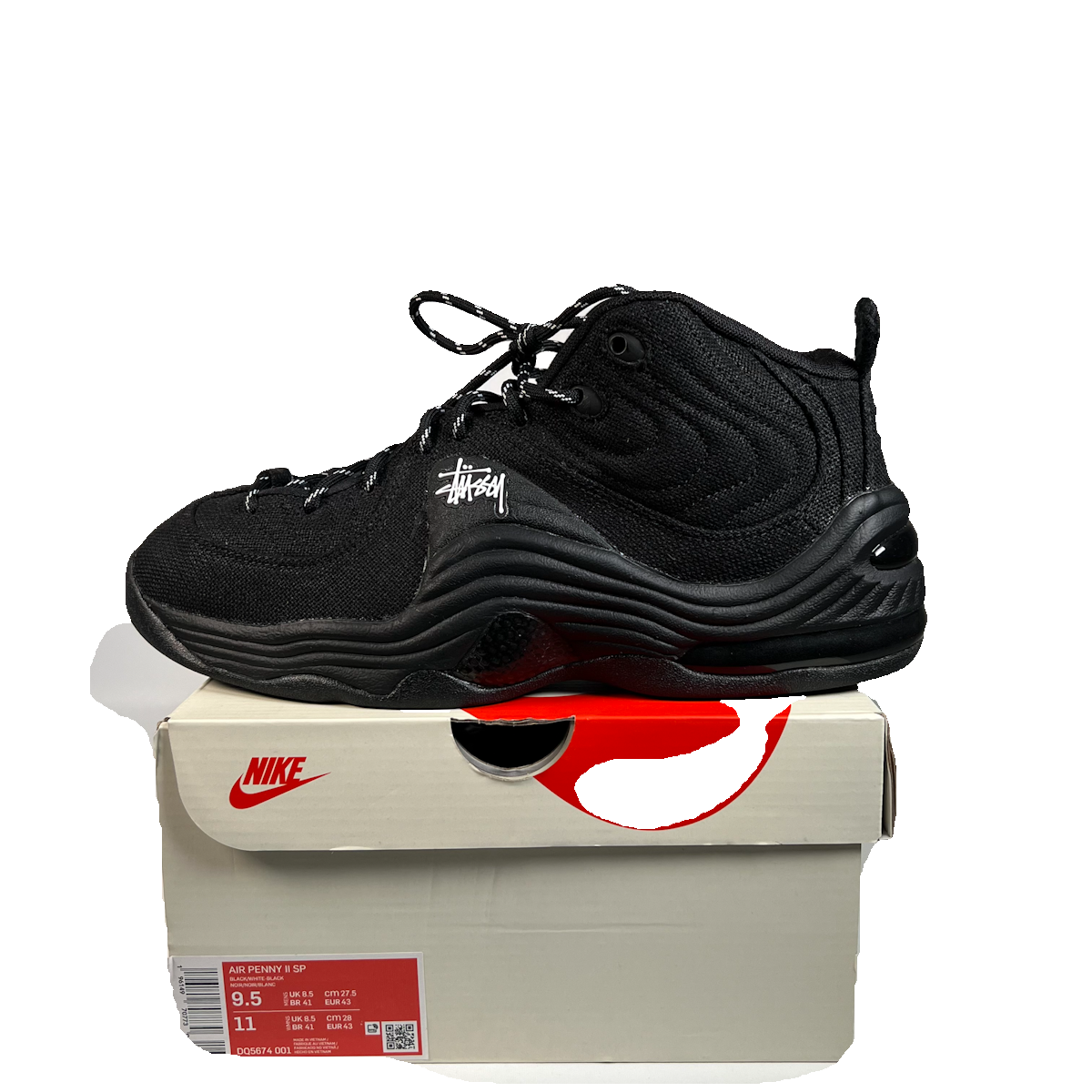 Nike Air Penny 2 Stussy Black (2022) Size 9.5 USED s22791