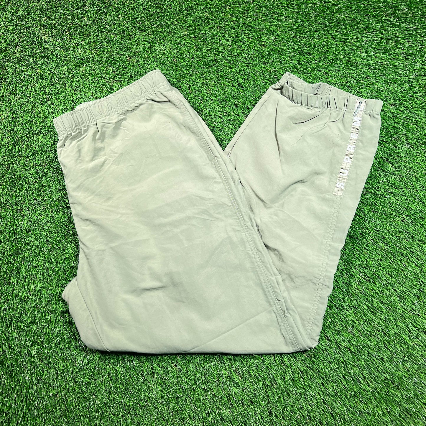 Supreme Ankle Logo Olive Green Track Pants (2021) Size XL USED x16506