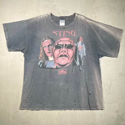 Y2K WCW Sting Thrashed Black Tee Size Large USED v20309