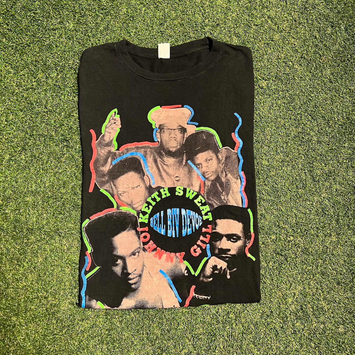 1991 Keith Sweat x Johnny Gill x Bell Biv Devoe Black Tour Tee Size Large USED v16081