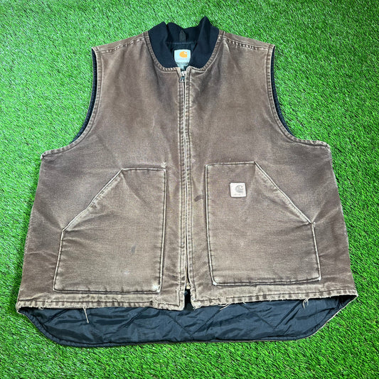 1990s Carhartt Brown Vest Size XL USED v16569