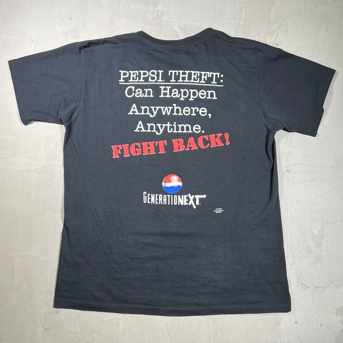 1990s Pepsi Theft Promo Black Tee Size XL USED v20196