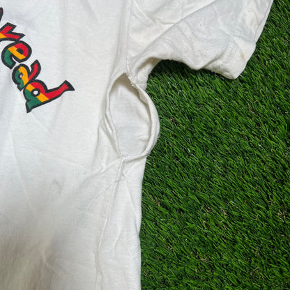 1990s Rasta Mickey Mouse White Tee Size Small v16518