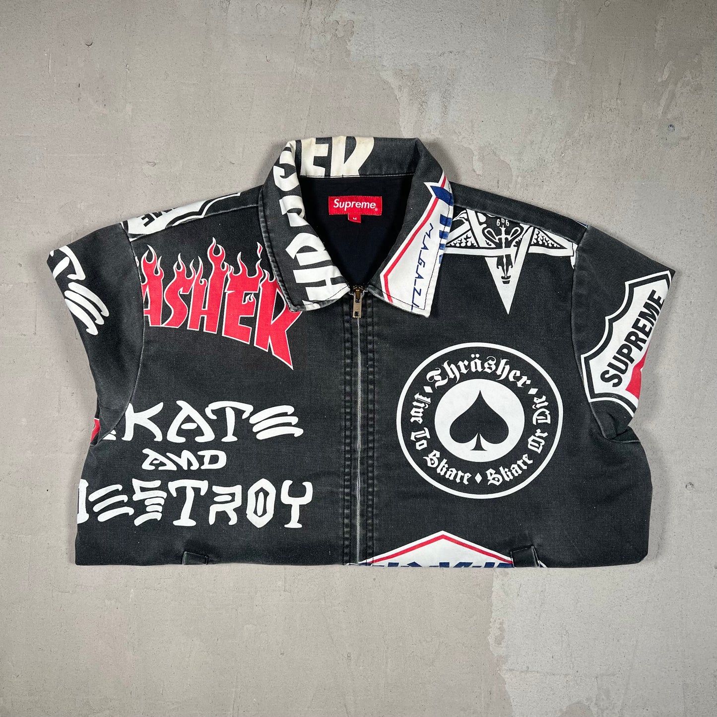 Supreme Trasher Black Worker Jacket (2015) Size Medium USED x17337