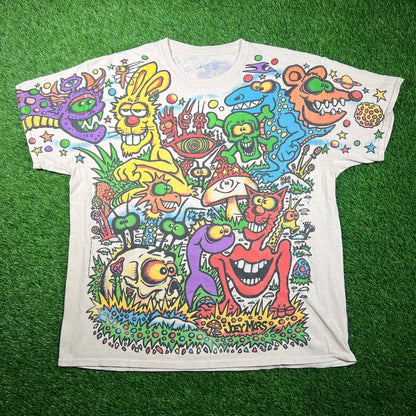 Modern Liquid Blue Monster AOP Tee Size XL USED v18715