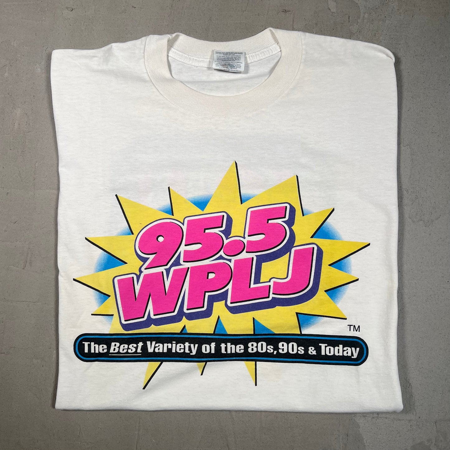 1990s WPLJ 95.5 Raido White Tee Size XL USED v19401