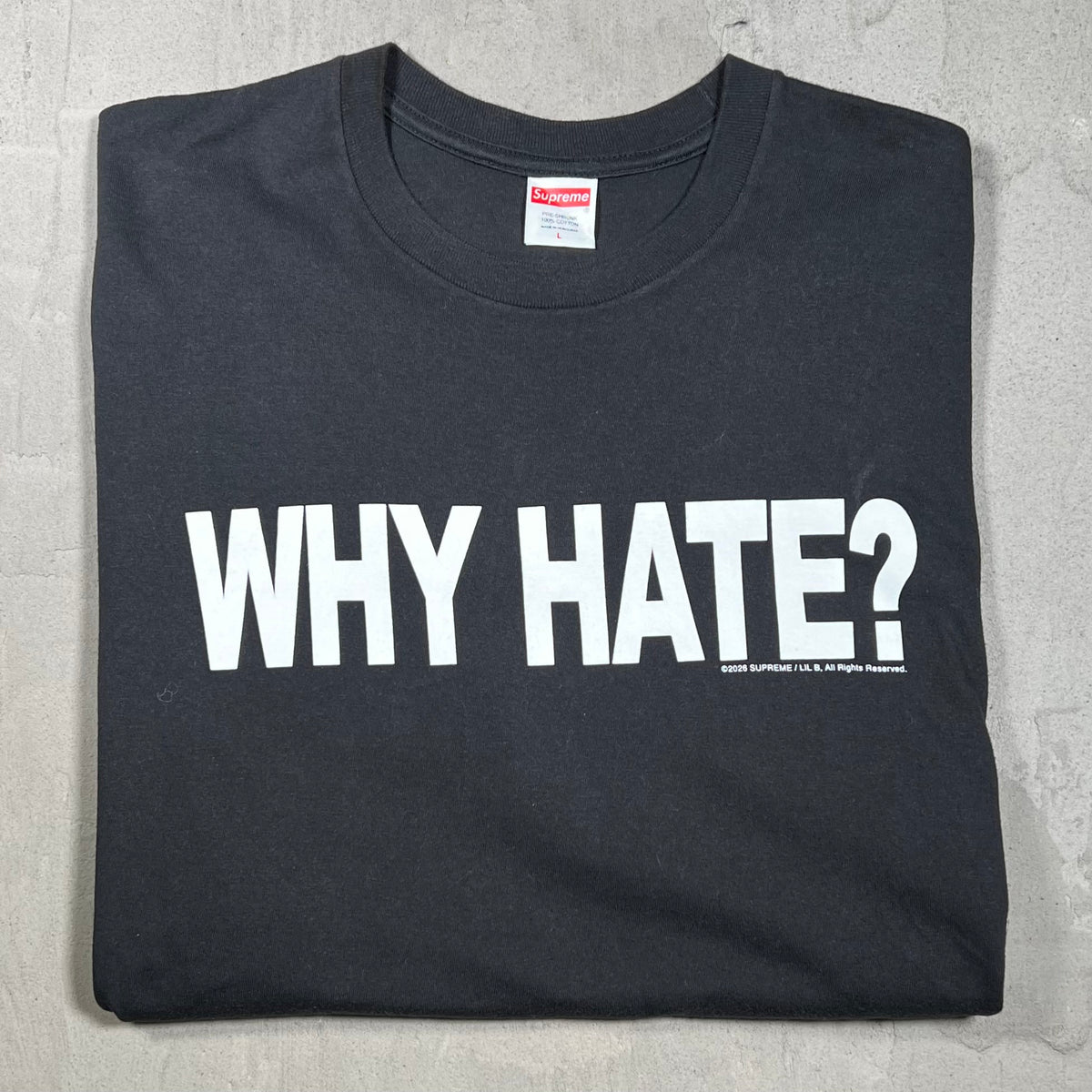 Supreme Based Why Hate Black Tee Size Large USED x18550