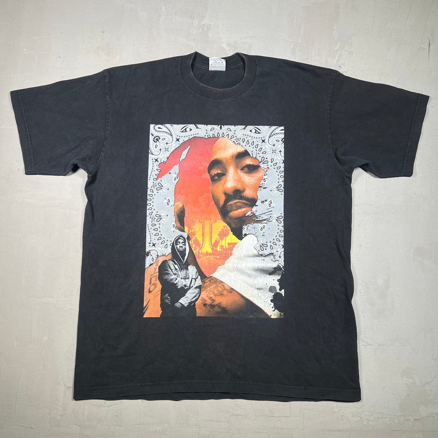 1990s 2Pac "Exodus 1831" Black Tee Size XXL USED v19288