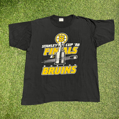 1988 Stanley Cup Finals Boston Bruins Black Tee Size XL USED v16139