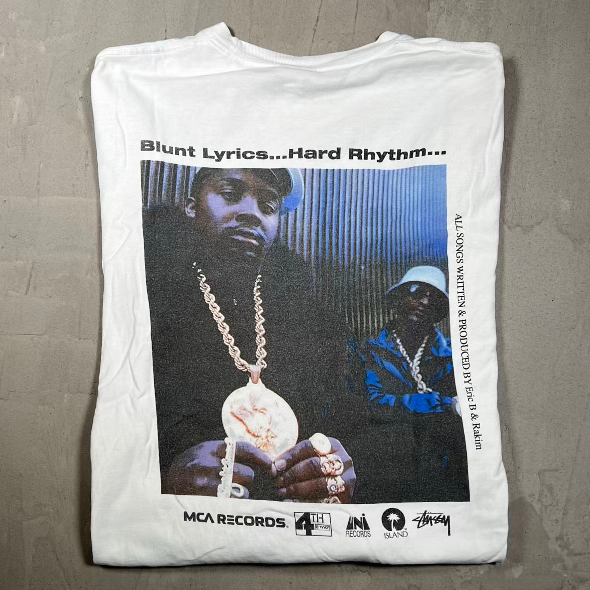 Stussy Eric B & Rakim "Move the Crowd" White Longsleeve Size Medium USED x18403