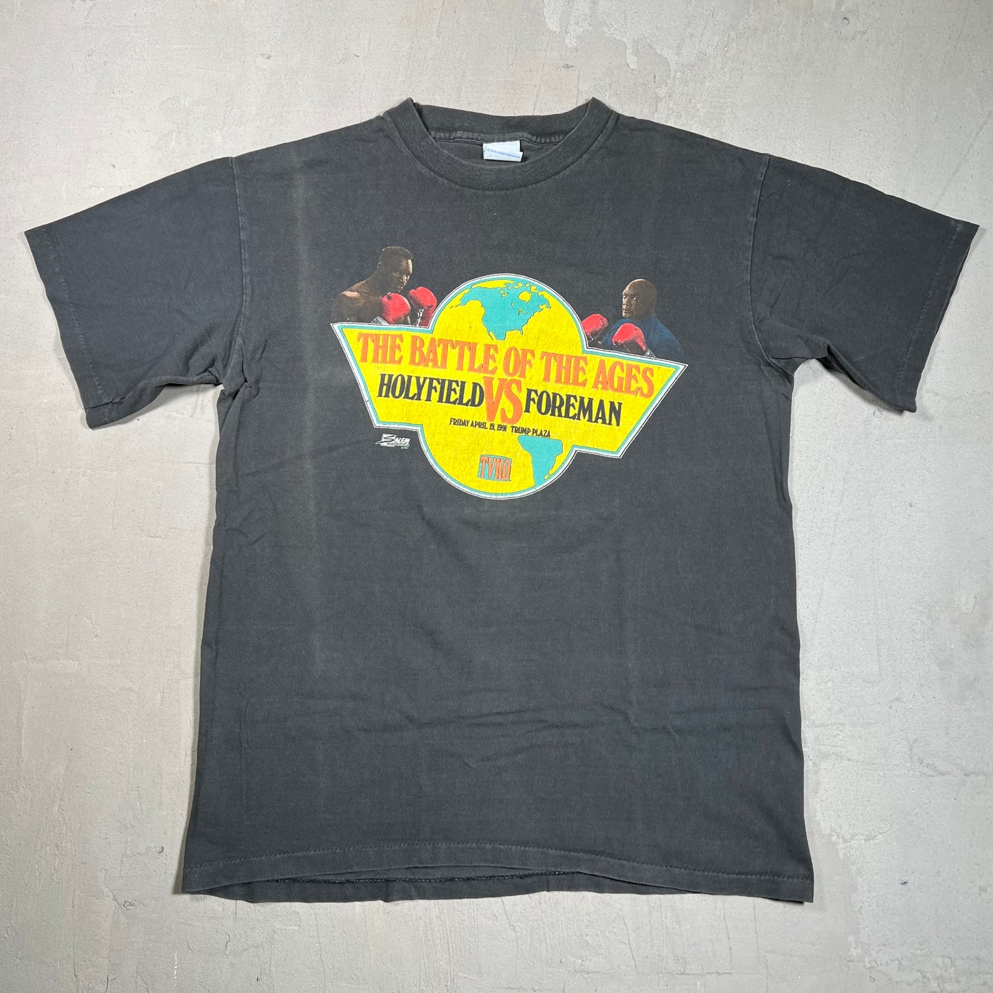 1991 Evander Holyfield Vs George Foreman "Battle of the Ages" Black Tee Size Large USED v19526