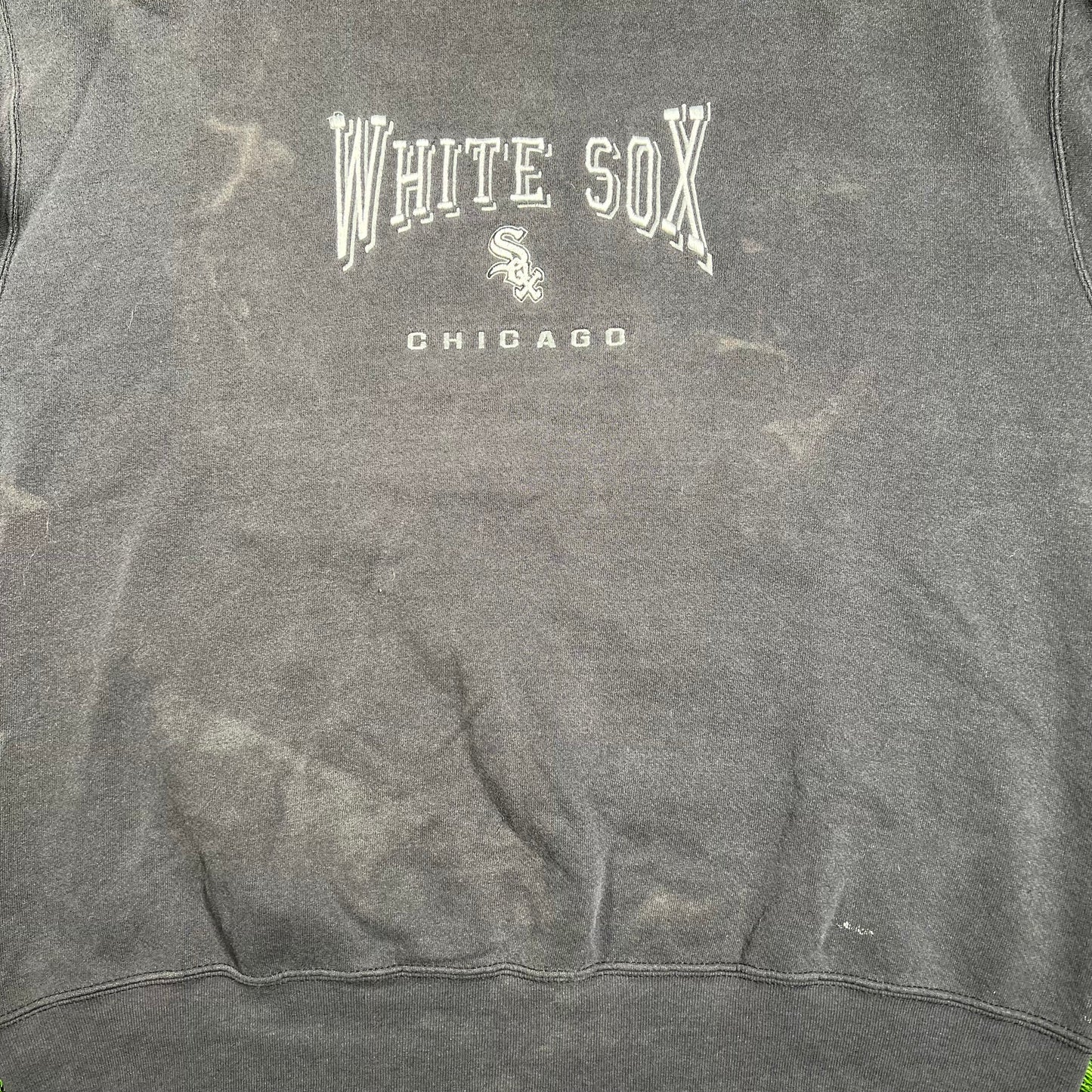 1990s Chicago White Socks Lee Tag Washed Black Crewneck Size XL USED v18349
