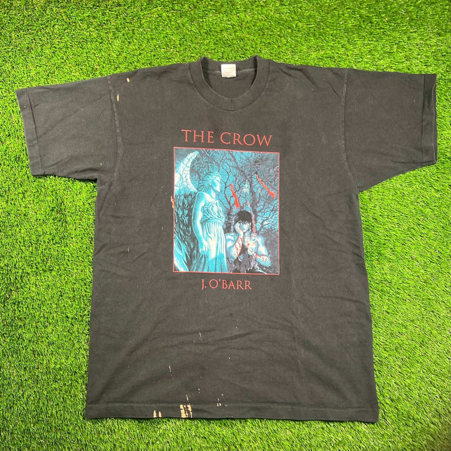 1994 The Crow J Obarr Pain Fear Black Tee Size XL USED v18313
