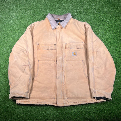 1990s Carhartt Beige Arctic Jacket Size XL USED v17594